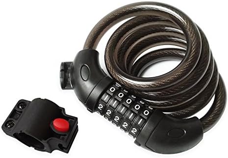 Bike Lock Cable, 5-Digit Combination Anti-Theft Cable Bicyle Lock with Mounting Bracket (Black)