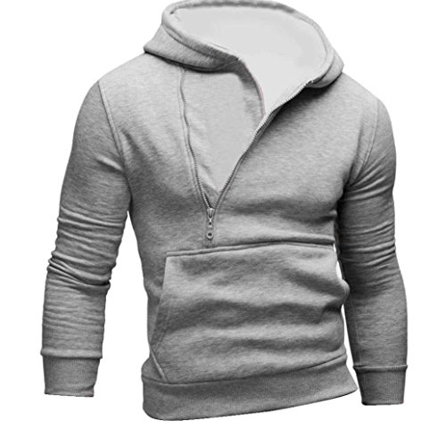 Men’s Sport Sweater Coat,Hemlock Men’s Winter Jacket Hooded Tops Cotton Sweatshirt Outwear (M, Grey)