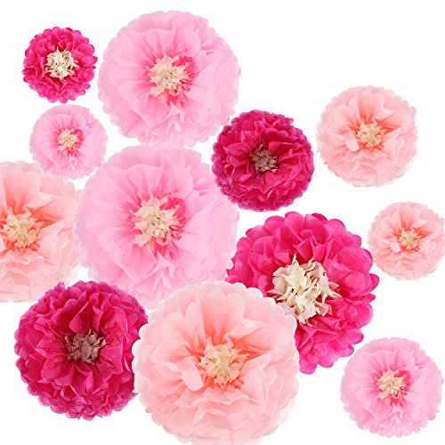 Gejoy 12 Pieces Paper Flower Tissue Paper Chrysanth Flowers DIY Crafting for Wedding Backdrop Nurser - //medicalbooks.filipinodoctors.org