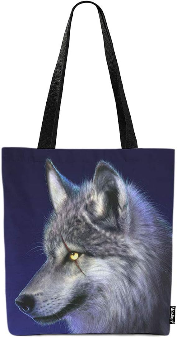 Moslion Wolf Bags Wild Animal Wolves with Gray Feathers Cruel Eyes