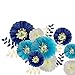 Fonder Mols Tissue Paper Flowers Decorations for Wall Backdrop, Fishing Nautical Ocean Boy Themed Baby Shower Birthday Bridal Shower Decor (Pack of 17,Light Blue Royal Navy White )