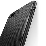 J Jecent iPhone 7 Plus Case iPhone 8 Plus Case [Carbon Fiber Texture Design] Durable Light Shockproof Cover Full Protective Slim Fit Shell Soft TPU Silicone Bumper Case for iPhone 7/8 Plus 2017 Black