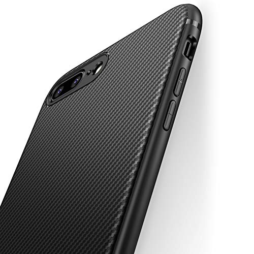 J Jecent iPhone 7 Plus Case iPhone 8 Plus Case [Carbon Fiber Texture Design] Durable Light Shockproof Cover Full Protective Slim Fit Shell Soft TPU Silicone Bumper Case for iPhone 7/8 Plus 2017 Black