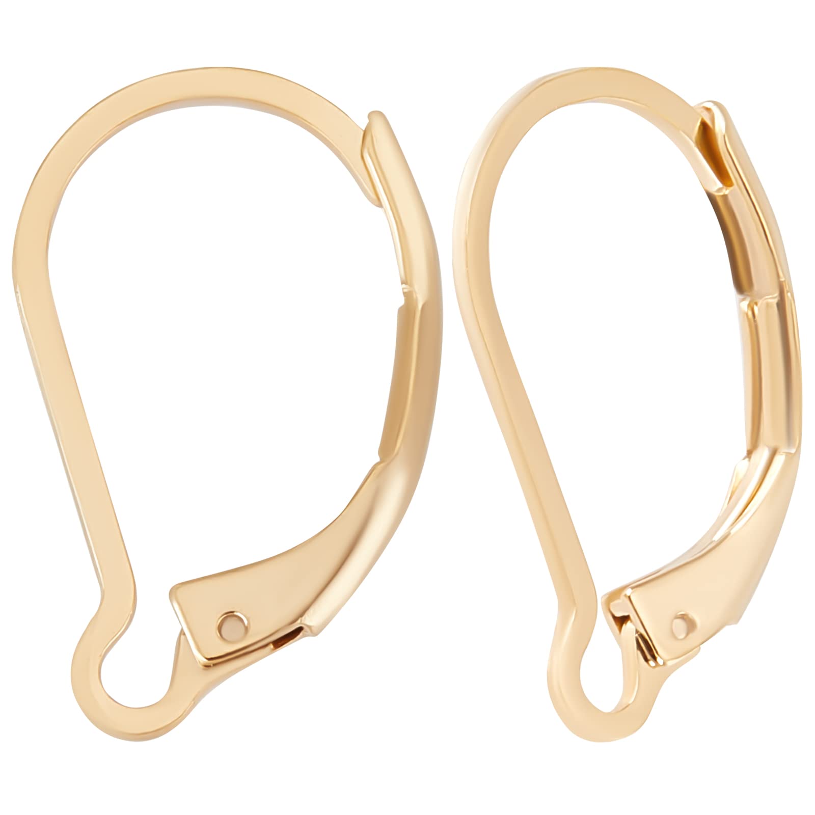 Beebeecraft 1 Box 100Pcs Leverback Earring Hooks 24K Gold Plated French Earring Hooks Earwire Findings 16.5x10mm for DIY Jewellery Making