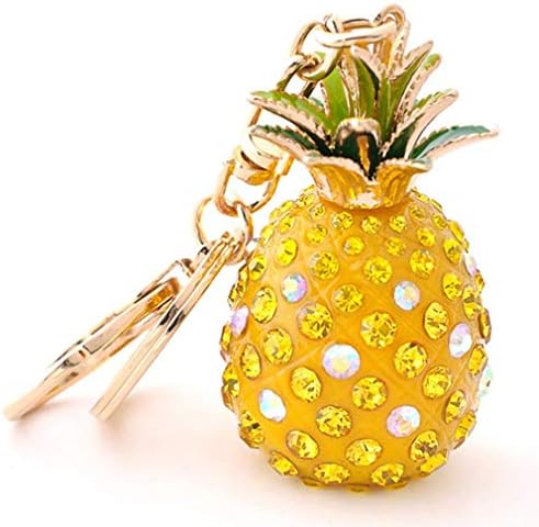 YESMAEA Rhinestone Pineapple Keychain Crystal Fruit Pendant Charm Keychain Car Key Ring Bag Decoration,Yellow