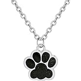 Paw Print Necklace for Women Cute Dainty Animal Pendant Necklace Glitter Personalized Colorful Pet Memorial Necklace Dog or Cat Memorial Jewelry Gifts for Cat Mom Animals Lover