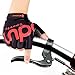 BOODUN Cycling Gloves with Shock-absorbing Foam Pad Breathable Half Finger Bicycle Riding Gloves Bike Gloves B-001, Black with Red Logo, Medium