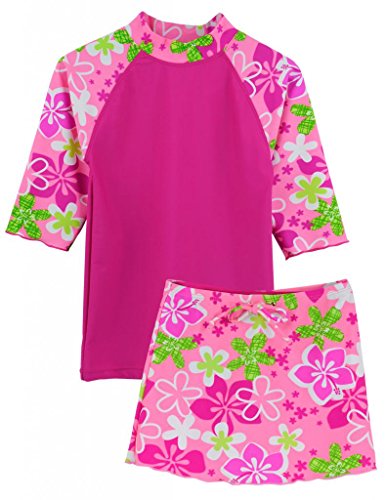 Tuga Girls Tropical Breeze 3 PC Swim Set (UPF 50+), Rosita, 8/10 yrs