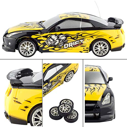 Liberty-Imports-Super-Fast-Drift-Champion-RC-Sports-Car-Remote-Control-Drifting-Race-Car-124-Headlights-Backlights-Side-Lights-2-Sets-of-Tires