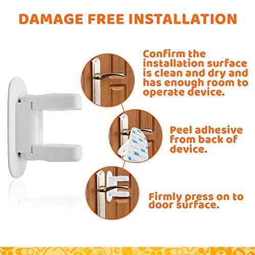Baby Proofing Door Lever Locks - (Pack of 4) | Door Handle Child Safety Lock | Safety Door Locks for Kids … - Thumbnail 4
