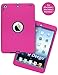 iPad Mini Case, Vogue Shop 2in1 Hybrid Case Cover for iPad Mini 1 2 3 Hard Cover for iPad Mini Printed Design Pc+ Silicone Hybrid High Impact Defender Case Combo Hard Soft Case Cover (Rose+Teal)