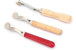Stitching Wheel Tool, Tracing Wheel for Leather Paper Fabric Craft Sewing DIY Projects with Wooden Handle, 3pcs