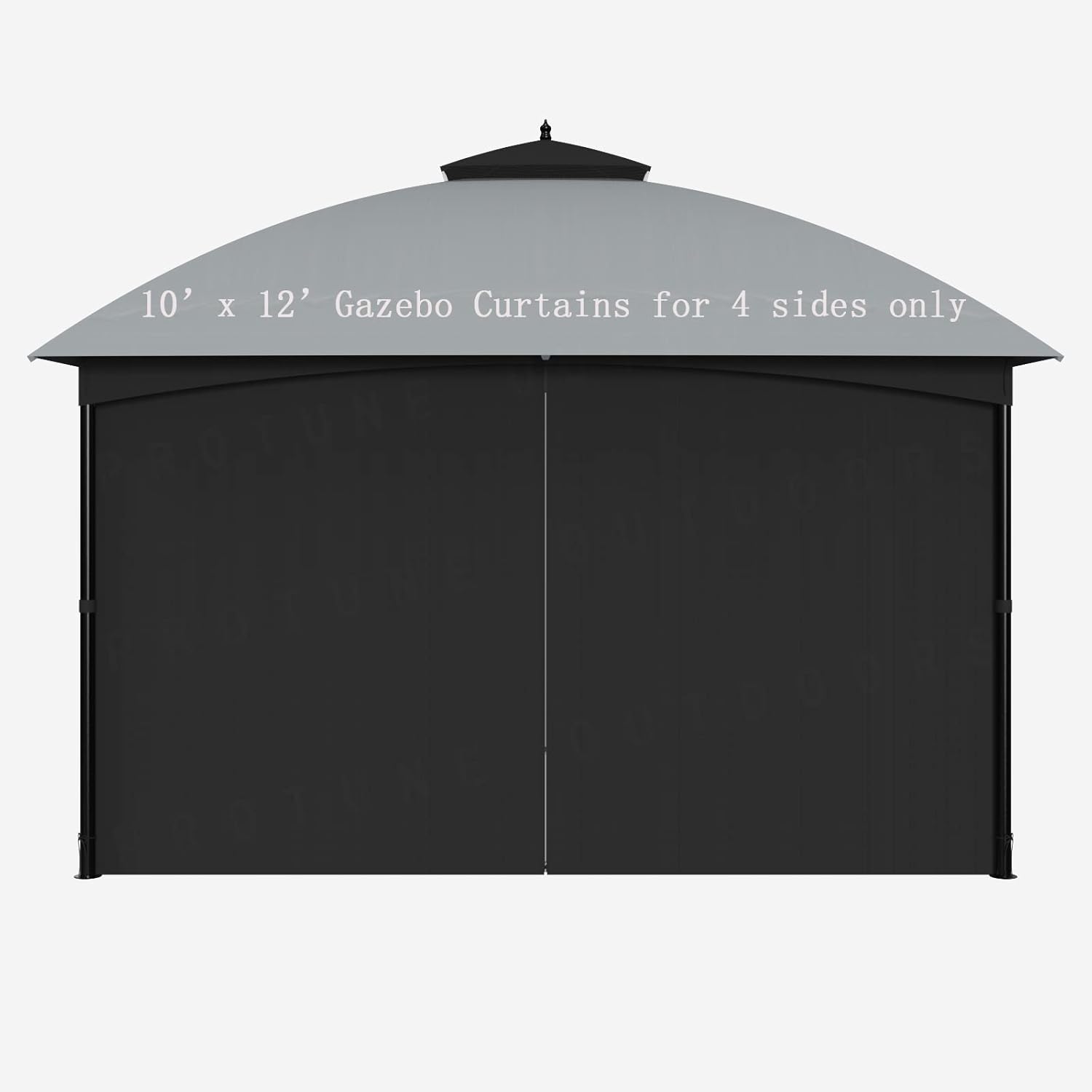 Outdoor Curtains - SunCula Replacement Gazebo Curtain Universal Privacy Shade Curtain 4-Panels sidewall with Zipper (10'x12', Black, Only Curtains)