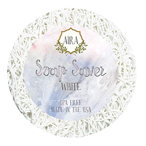 Aira Soap Saver - Soap Dish & Soap Holder Accessory - BPA Free Shower & Bath Soap Holder - Drains Water, Circulates Air, Extends Soap Life - Fits All Soap Dish Sets - Round White - 2 Pack