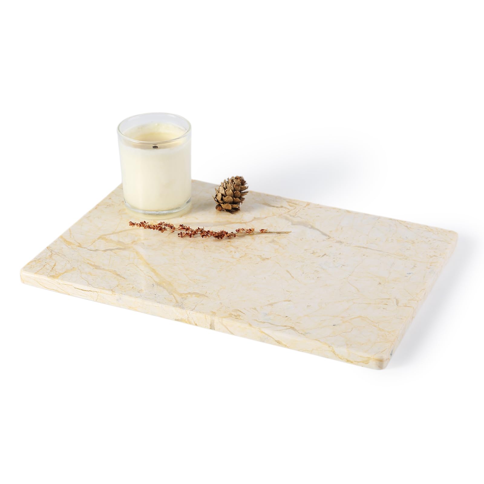 Photo 1 of Koville Natural Marble Cutting Board for Kitchen Pastry Bread, 12" x 8" Genuine Marble Cheese Board Stone Tray for Counter, Stone Cutting Boards Bathroom Perfume Jewelry Tray for Decor(Yellow)