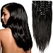 S-noilite Clip in Hair Extensions Real Human Hair, 16 Inch 90g 8pcs Human Hair Extensions Clip In Human Hair, Jet Black Hair Extensions Clip In Remy Human Hair Extensions #1