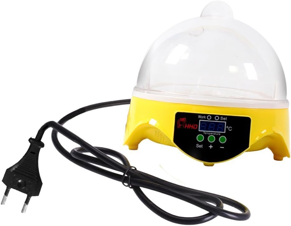 HHD Semi-Automatic Egg Hatching Incubator; Cap of 7 Eggs (Yellow)