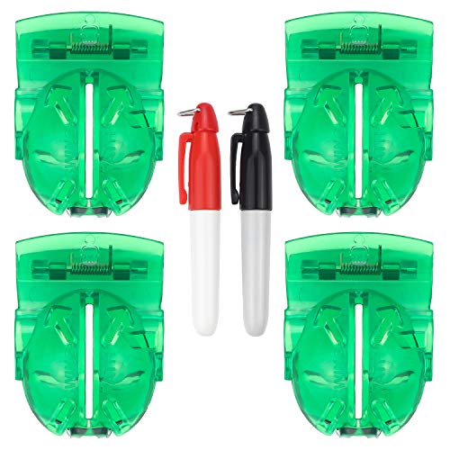 Favordrory 4 Pack Golf Ball Line Liner Drawing Marking Alignment Putting Tool with 2Pcs Marker Pen, Green