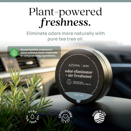 Azuna Car Air Freshener & Auto Odor Eliminator Pods Trio | New Car Scent | Plant Powered by 100% Australian Tea Tree Oil | Long Lasting and No harsh chemicals | Made in USA | 3 Pack of 2oz Pods