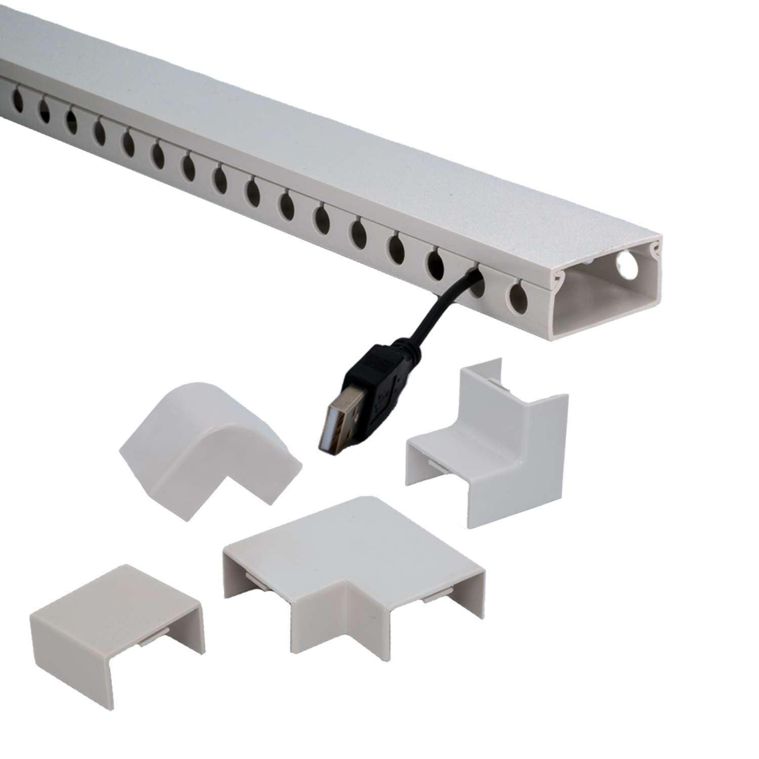 Intirilife set of 9 cable channels Cable organiser made of White PVC, each 39 x 4 x 2 cm in size - For easy cable management