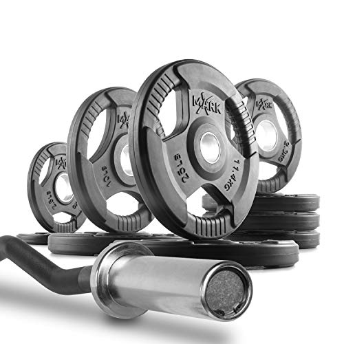 XMark Olympic EZ Curl Bar Black Manganese Phosphate Shaft with TRIGrip