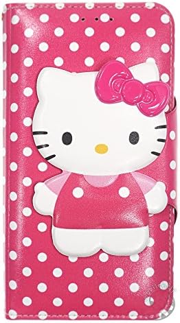 HELLO KITTY Body Button Flip Case for Apple iPhone 6 Plus iPhone 6S Plus (5.5inch) Wallet Diary Cover (Hot Pink)