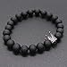 POSHFEEL 8mm Natural Stone CZ Micro Pave Crown King Queen Beads His and Hers Couple Bracelet, 7.5