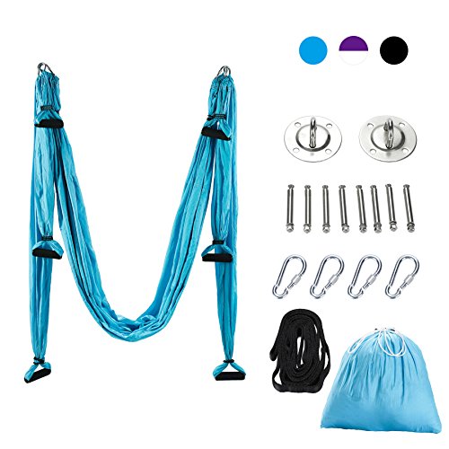 ZELUS Aerial Yoga Swing & Hammock Kit - 400lb Capacity With Ceiling Mount & Extension Straps