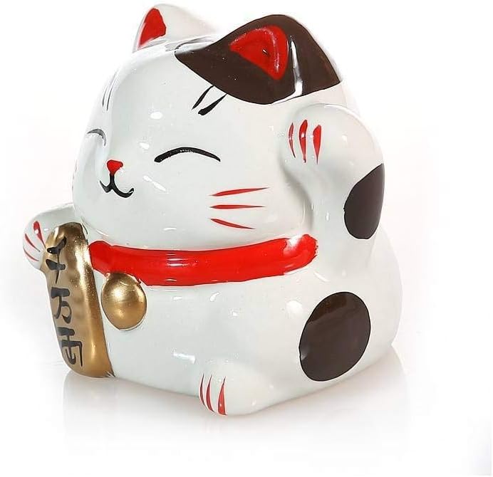 lachineuse, 2 Maneki Neko Cats, Japanese Lucky Cat Figurines, Kawaii Deco Objects, Porcelain Lucky Cat 9.5cm, Cute Asian Cat - Image 3