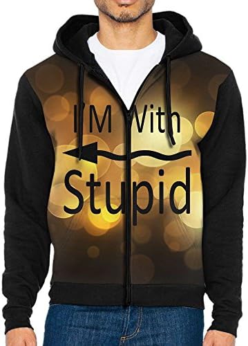 I'm With StupidPocket Contrast Color Hoody With Zipper Fashion Hoodie Athletic Long-sleeved Hoody Sweatshirt For Men