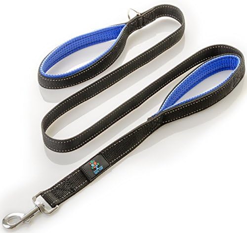 Dog Leash Two Handle by QOL TOP, Dog Lead 6ft, Heavy Duty Leash, Dog Leashes with Dual Padded Handles for Medium or Large Dogs, Dog Training Leash (6ft lead, black-blue)