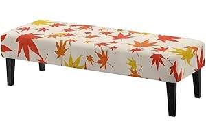 Cugasmaru Maple Leaves Bench Slipcover Rectangle Stretch Dining Bench Cover Anti-Dust Removable Bench Slipcover Farmhouse Seat Decorative Protector for Living Room,Bedroom,Kitchen