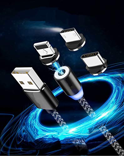 Richvolt 3 in 1 Magnetic Charging Cable Zinc Alloy, Multi Magnetic Fast Charger Cable Nylon Braided with LED Light, Extra Tough Unbreakable Braided Cable Magnet USB Cable for Micro USB/Type C/iPhone Richvolt 3 in 1 Magnetic Charging Cable Zinc Alloy, Multi Magnetic Fast Charger Cable Nylon Braided with LED Light, Extra Tough Unbreakable Braided Cable Magnet USB Cable for Micro USB/Type C/iPhone