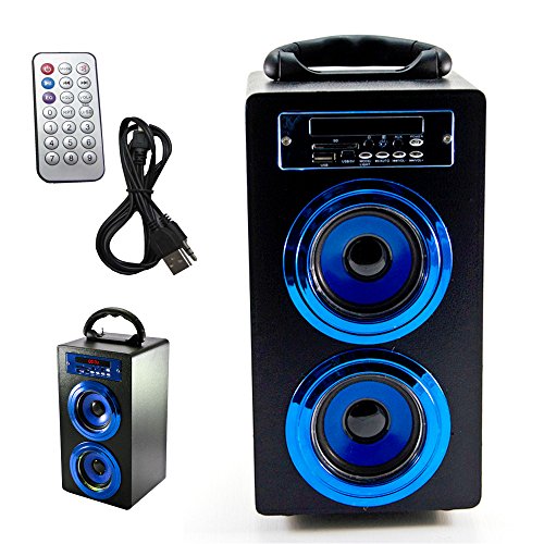 ALTAVOZ AZUL TORRE CAJA Y CON MANDO, BLUETOOTH, USB, SD, RADIO Y AUX PARA MP3, MP4,