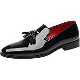 ELANROMAN Men's Patent Leather Loafers Wedding Party Prom Shoes