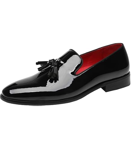 Amazon.com | ELANROMAN Black Suede Loafers Men display picture 1