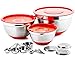 Chef's Star 17 Piece Stainless Steel Mixing Bowl Set - Anti Slip Silicone Base 3 Stainless Steel Bowls With Lids - 4 Measuring Cups & Spoons 3 Interchangeable Graters