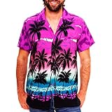 V.H.O. Funky Hawaiian Shirt - Very Loud Print, Front Pocket, Unisex Beach Shirt, Turquoise X-Small