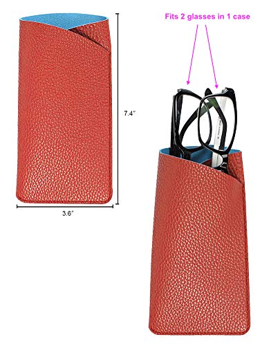 [3 PACK], JAVOedge Double Reading Eyeglass Storage Case [Fits 2 Frames] in Soft 2 Color Pouch Style w/Microfiber Cloth - Thumbnail 4