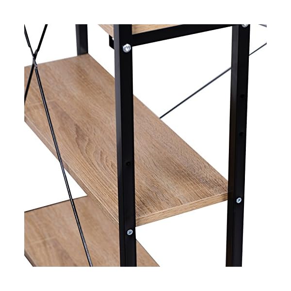 WOLTU Schreibtisch mit 4 Regalen - Computertisch fÃ¼r BÃ¼ro/Homeoffice/Schlafzimmer - 120x60 cm - Eichenholz-Optik mit schwarzem Metallgestell – Bild 5