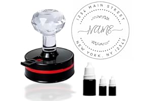 Personalized Self Inking Stamp Round - Custom Return Address, Business Logo, Wedding Monogram, Library Book Stamp - Rubber St