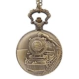 YouYouPifa Retro Circular Train Pattern Relief Big Pocket Watch