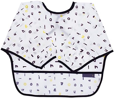Dopup Baby Sleeved Bibs Waterproof Bib for Toddler Unisex with Pocket, 12-36 Month Girls and Boys(letter)
