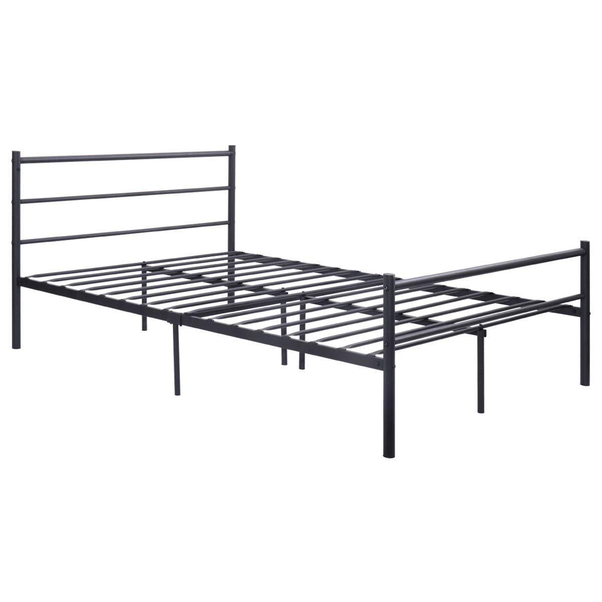 Best Full Size Black Pu Leather Button Tufted Upholstered Platform Metal Bed Frame
