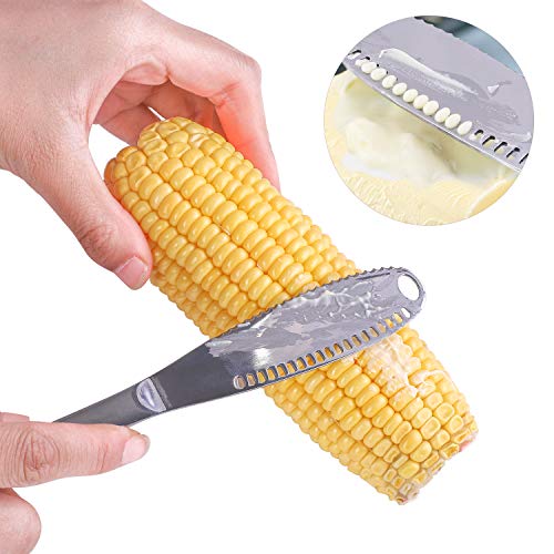 Ruisita 2 Pack Plastic Butter Spreader Corn Cob Butter Holder Stainless Steel Butter Spreader