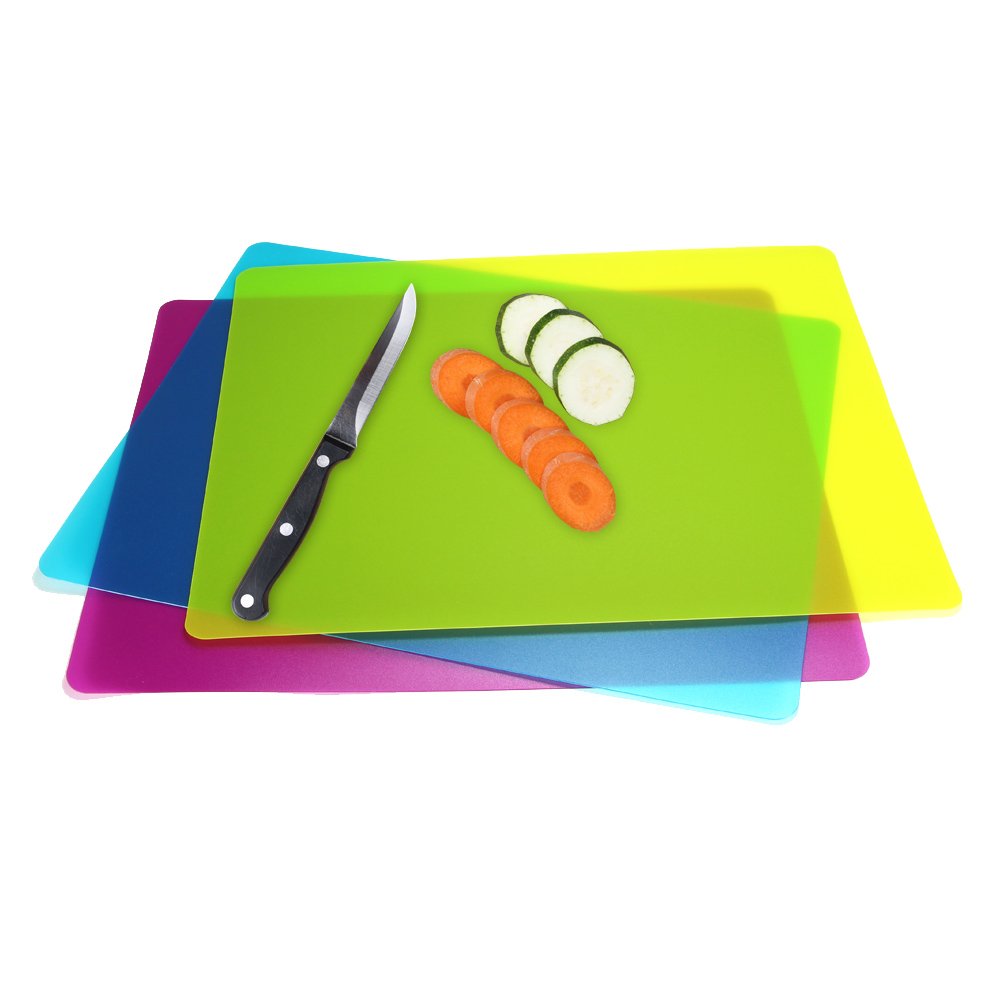 Flexible Plastic Cutting Board Mats Set, Colorful Kitchen Cutting Board Set of 3 Colored Mats by Nicole Home Collection