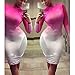Women Long Sleeve O-Neck Reseo White Gradient Bodycon Cocktail Clunwear Dress