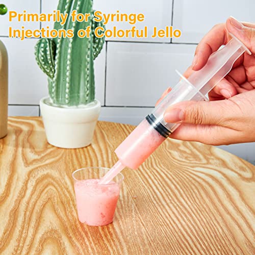 50 PACK 1.5 oz Jello Shot Syringes, Medium Containers with Lids