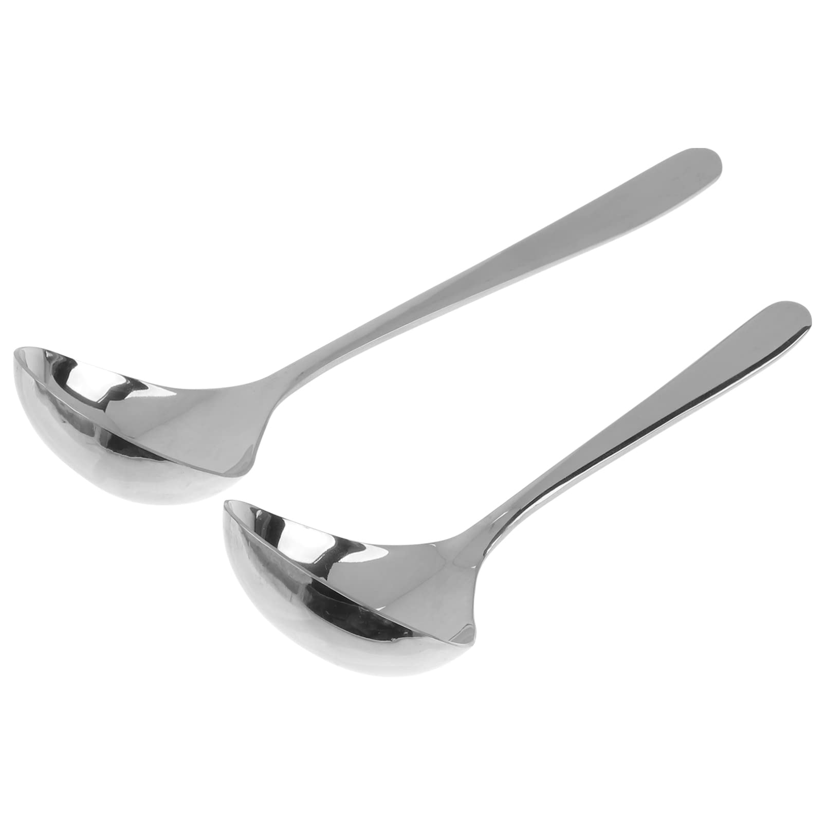 Angoily Stainless Steel Spoon 2PCS Stainless Steel Ladle Serving Soup Ladle Gravy, and Short Handle Spoon Pan for Kitchen Cooking Soup Sauce (Silver) Scoop