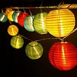 HQOON Globe String Lights with Mini Nylon Lantern, LED Fairy Decorative Lights, 3 AA Battery Operated (not included), 2 Lighting Modes, 10ft/3m, 20 Led Bulbs and Lanterns Ideal for Indoor and Outdoor